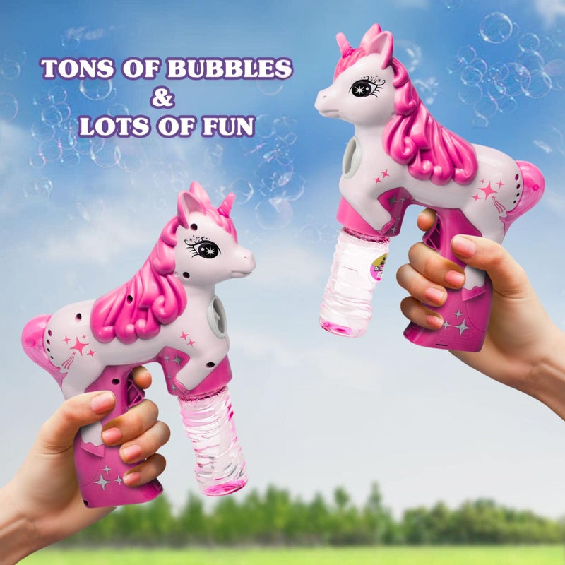 Haktoys Unicorn Bubble Gun with Batteries â€“ Leak-Free Automatic Bubble Blower & Maker for Toddlers & Kids | Bubble Shooter Toy with Solution Included | Ready to Play & Newly Upgraded - Image 4